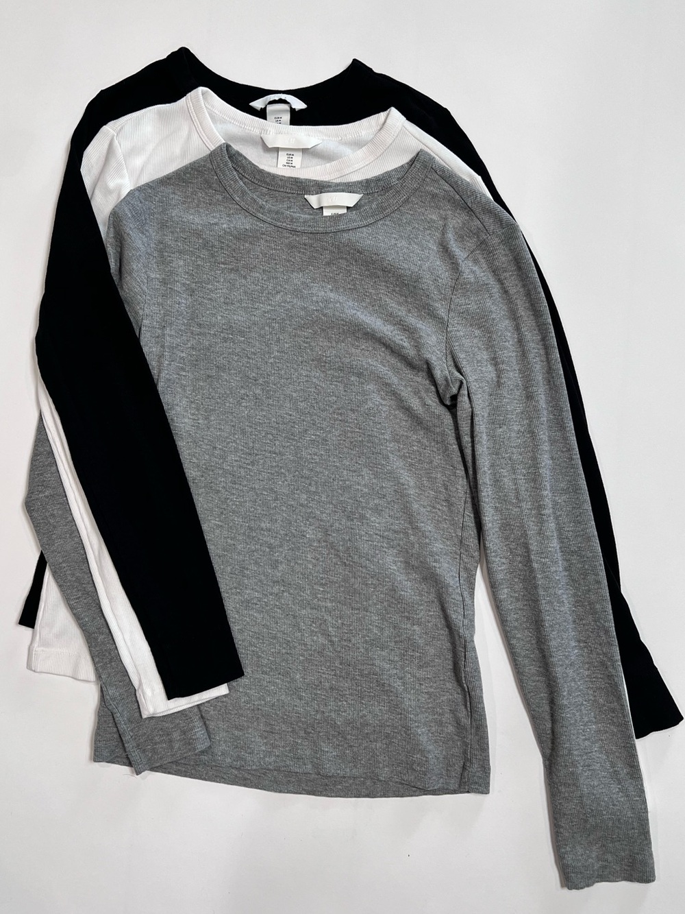 H&M Long-Sleeve Crewneck Bundle - Gray, White & Black